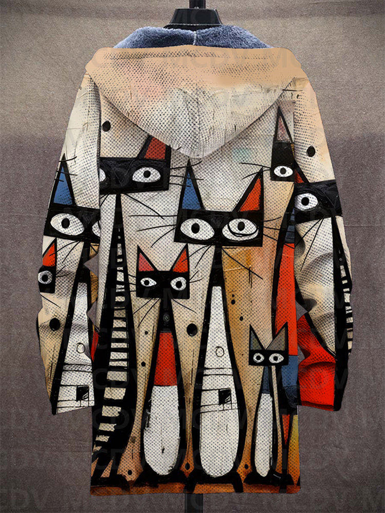 Cathy Artistic Cat Design Luxurious Cardigan