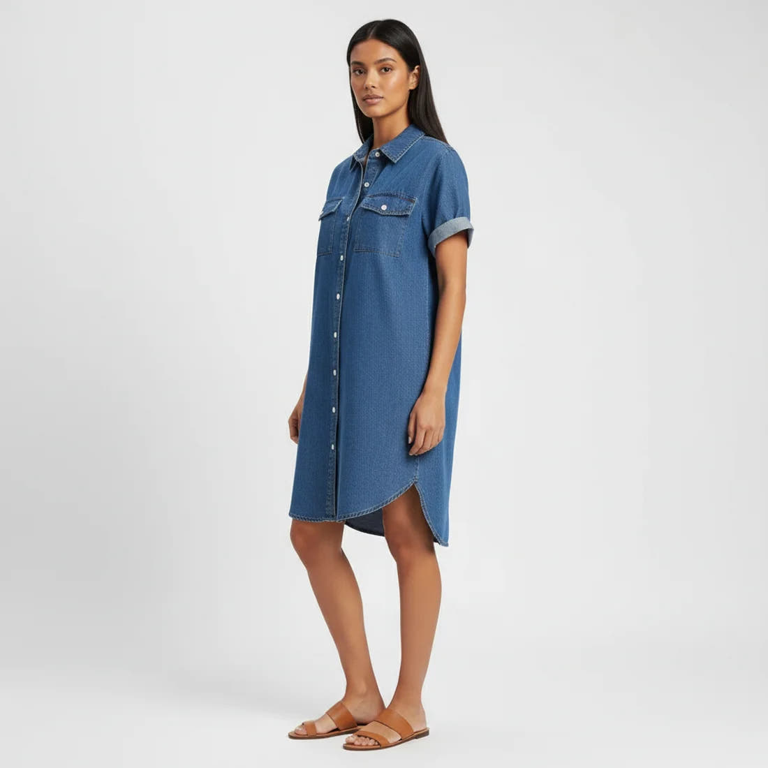 Women’s Casual Relaxed Fit Button-Up Dress