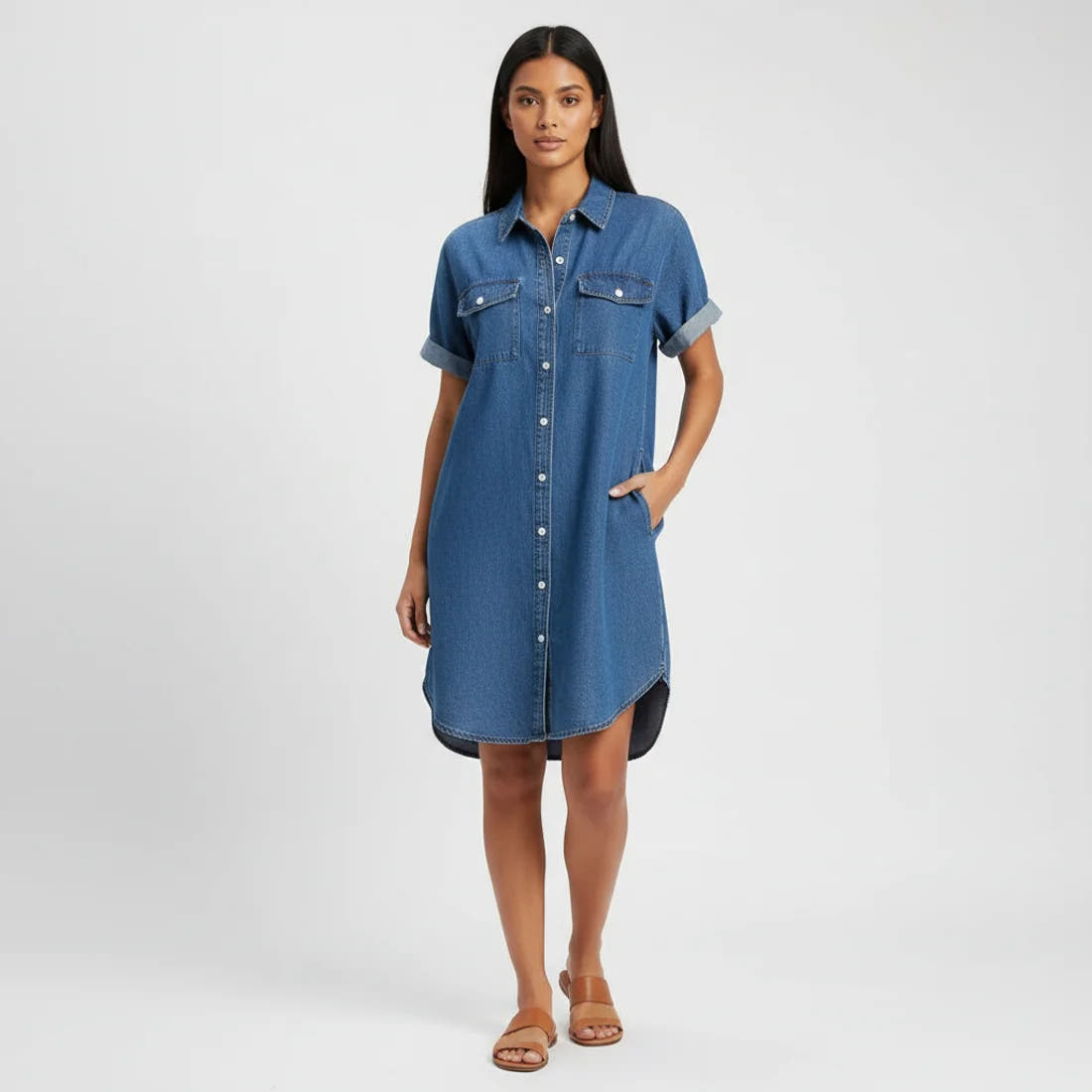 Women’s Casual Relaxed Fit Button-Up Dress