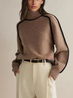 Elodie Contrast-Trim Turtleneck Sweater