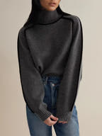 Elodie Contrast-Trim Turtleneck Sweater