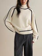 Elodie Contrast-Trim Turtleneck Sweater