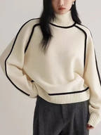 Elodie Contrast-Trim Turtleneck Sweater