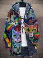 Bernadette Artistic Cat Design Luxurious Cardigan