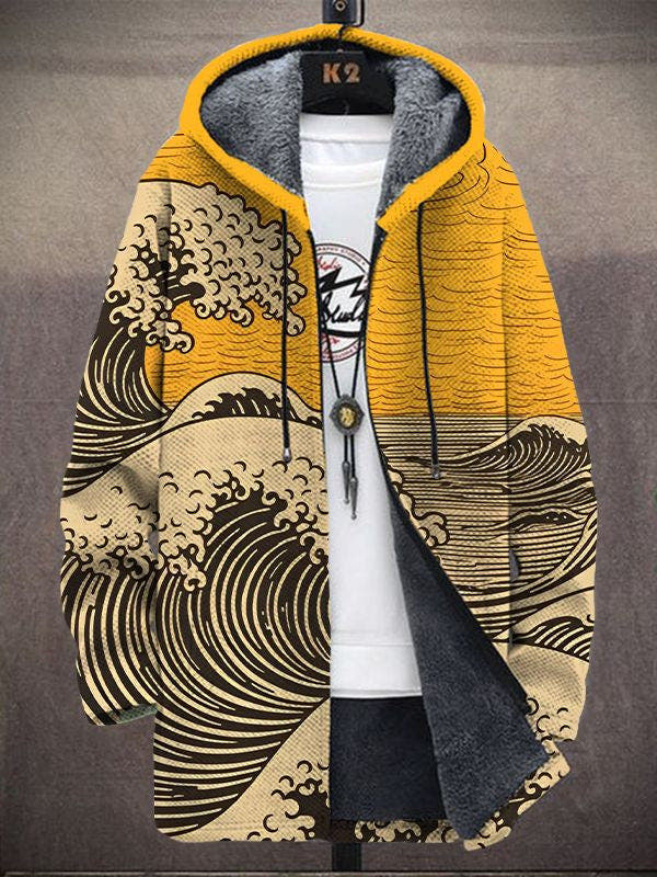 Carly Japanese Great Wave Design Luxurious Cardigan