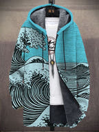 Carly Japanese Great Wave Design Luxurious Cardigan