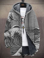 Carly Japanese Great Wave Design Luxurious Cardigan