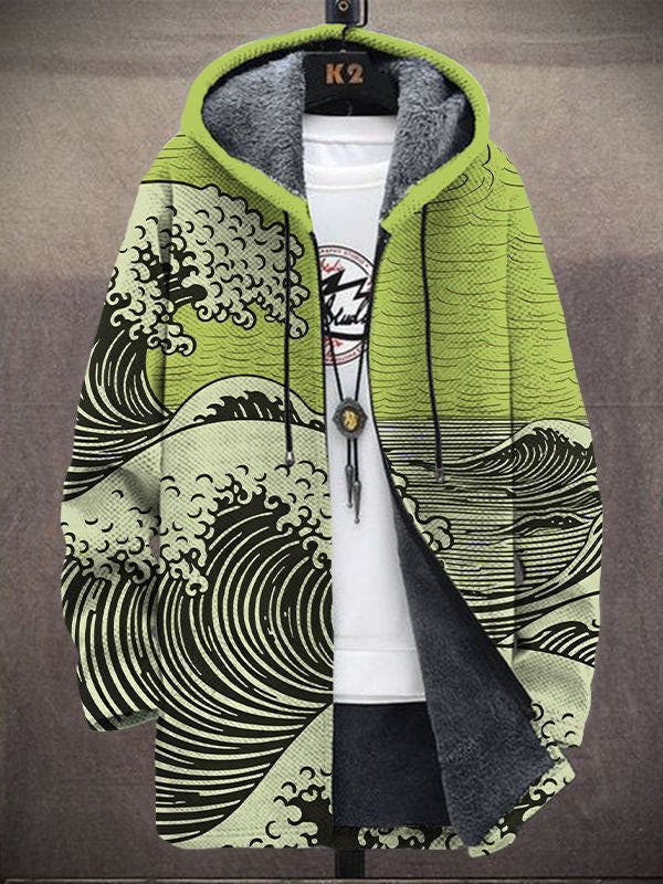 Carly Japanese Great Wave Design Luxurious Cardigan