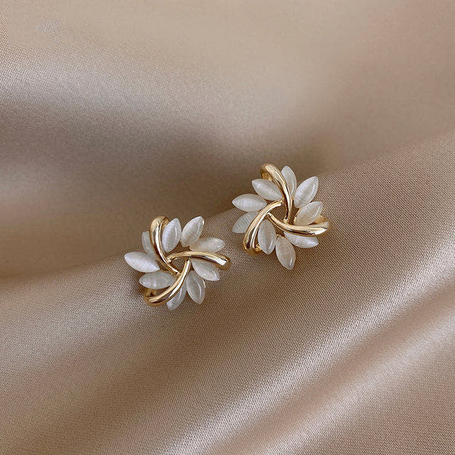 Brittany | Moon Opal and Petal Earrings for Women for Celestial Glow