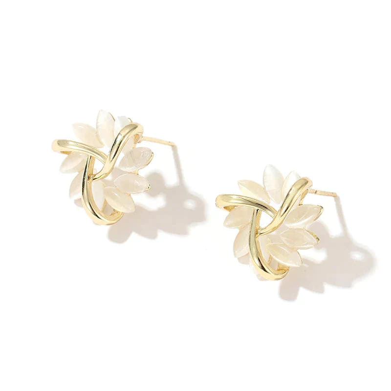 Brittany | Moon Opal and Petal Earrings for Women for Celestial Glow