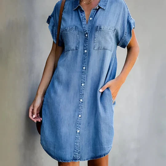 Women’s Casual Relaxed Fit Button-Up Dress