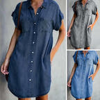 Women’s Casual Relaxed Fit Button-Up Dress