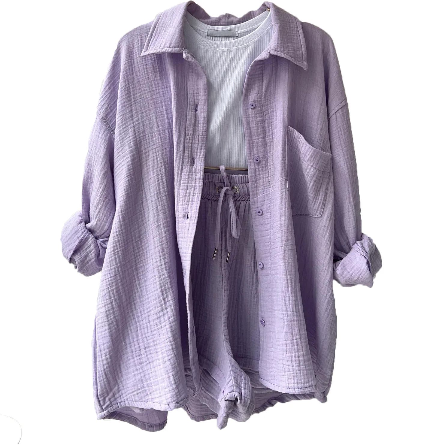 Alira Relaxed Short-Sleeve Button Two-Piece Set