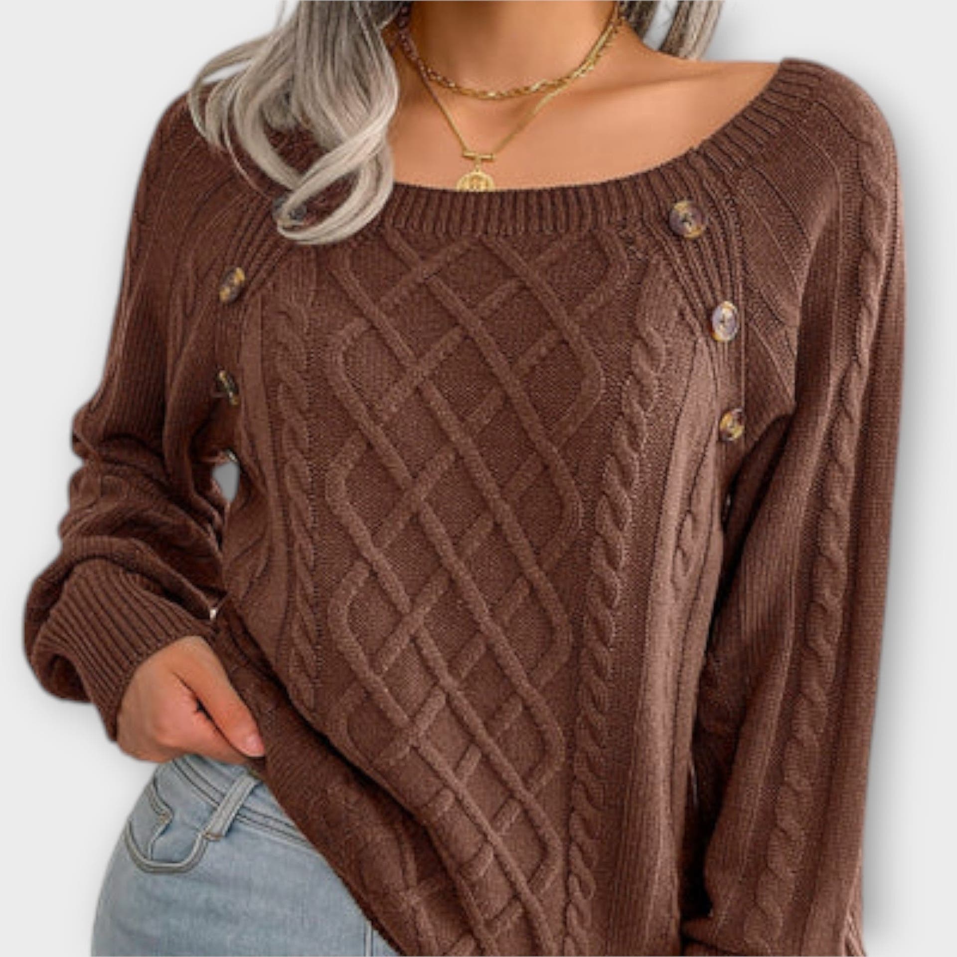 Maya Sweater with Button Detail and Comfortable Fit
