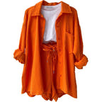Alira Relaxed Short-Sleeve Button Two-Piece Set