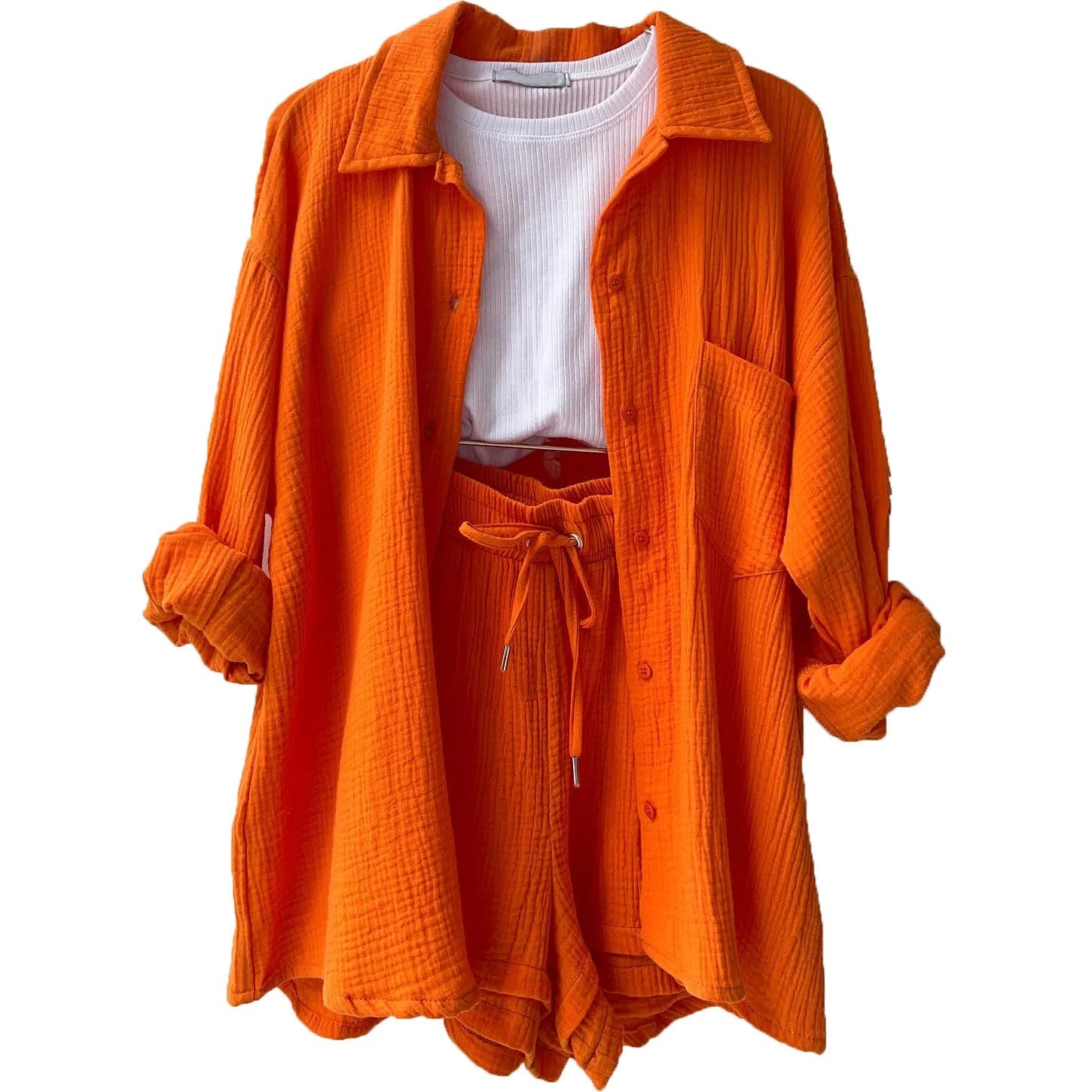 Alira Relaxed Short-Sleeve Button Two-Piece Set