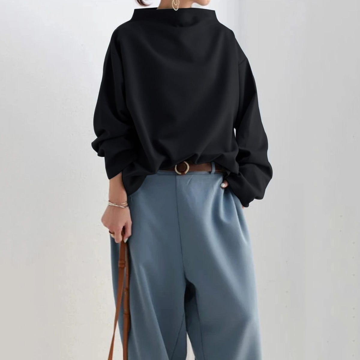 Alaya Loose-Fitting High-Neck Top