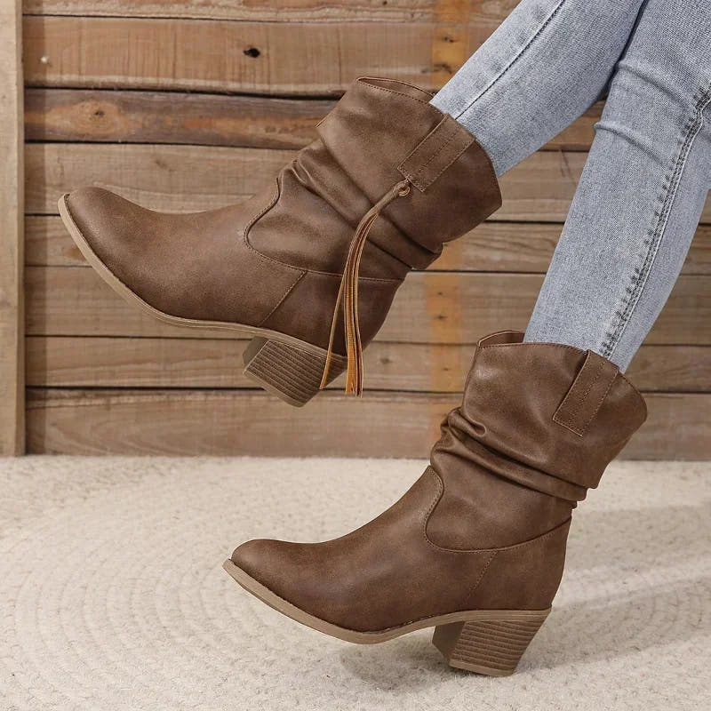 Lila Western Boot with Braided Detail and Cushioned Comfort