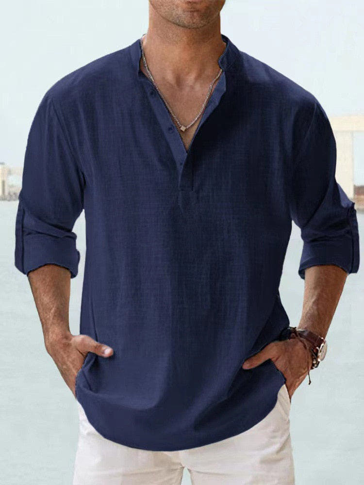 Kevin - Men's Linen Button-Up Shirt