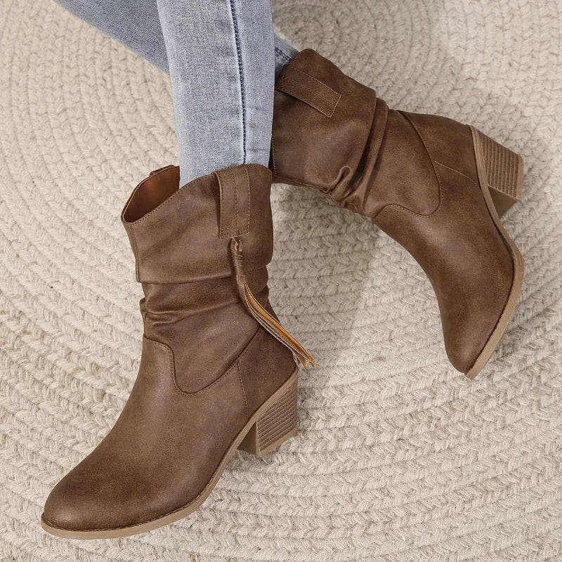 Lila Western Boot with Braided Detail and Cushioned Comfort