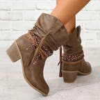 Lila Western Boot with Braided Detail and Cushioned Comfort