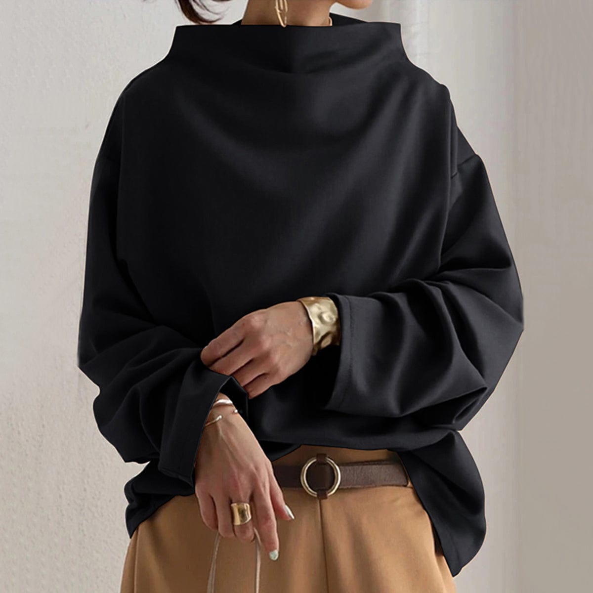 Alaya Loose-Fitting High-Neck Top