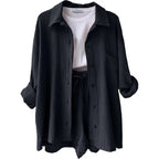 Alira Relaxed Short-Sleeve Button Two-Piece Set