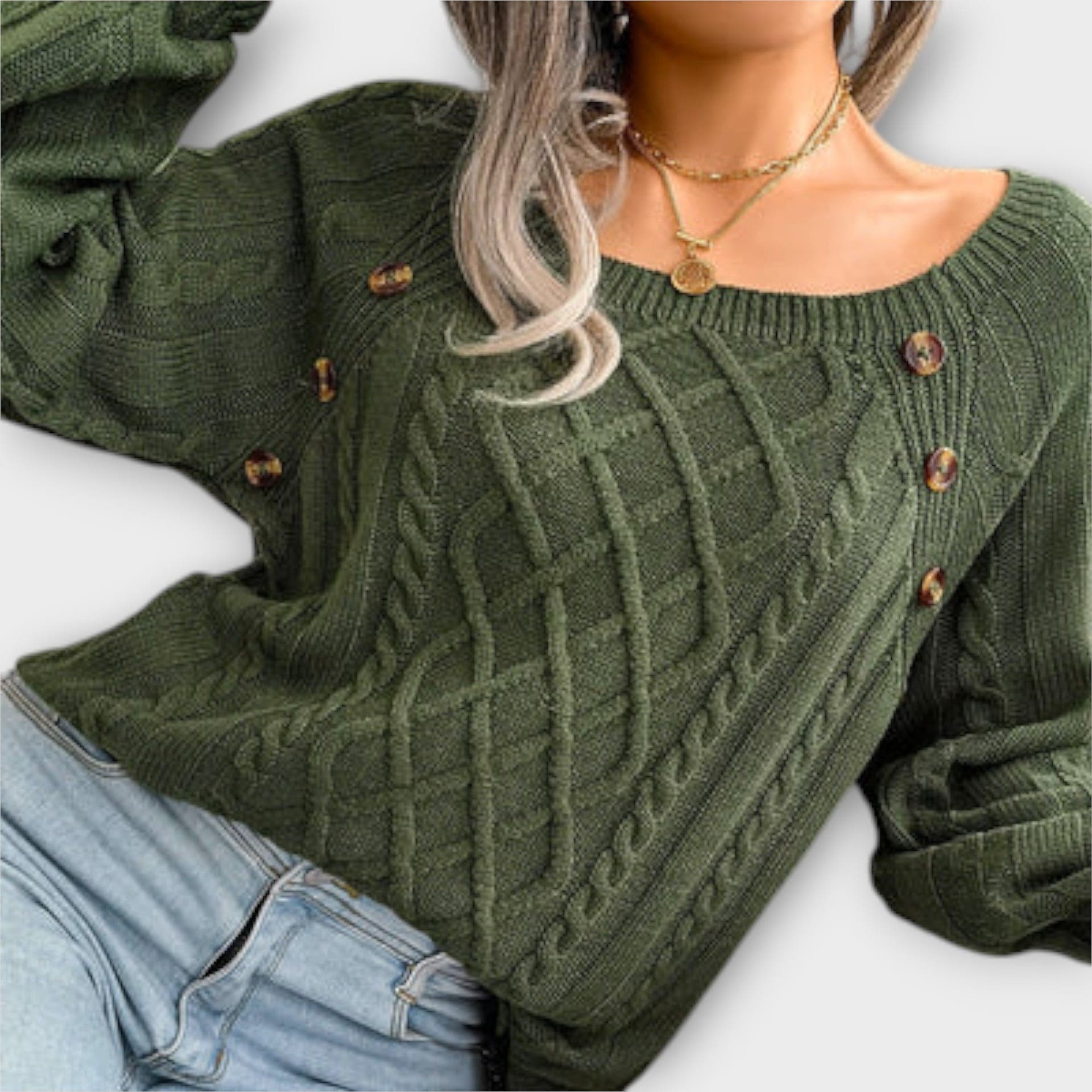 Maya Sweater with Button Detail and Comfortable Fit