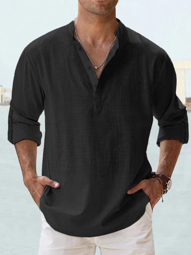 Kevin - Men's Linen Button-Up Shirt