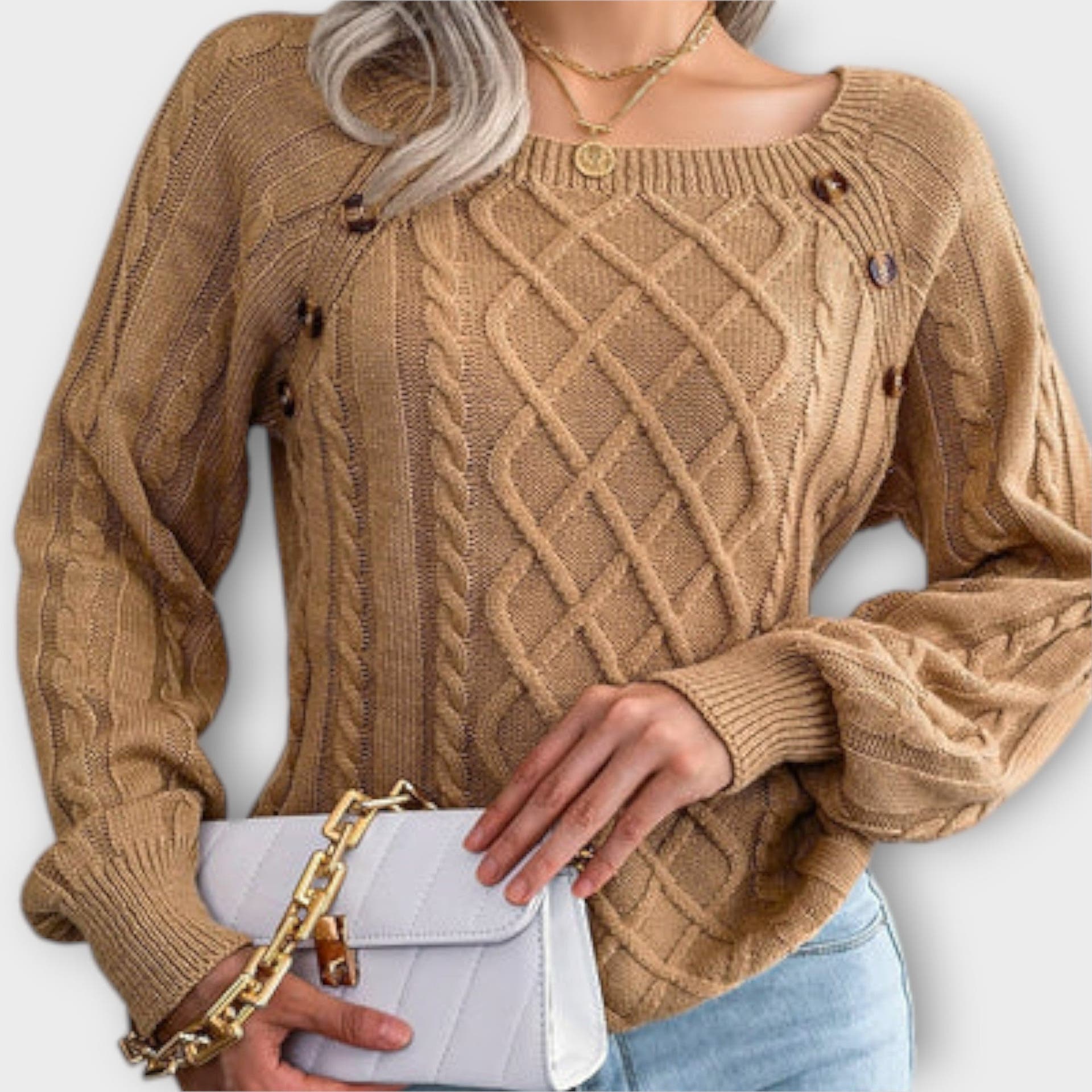 Maya Sweater with Button Detail and Comfortable Fit