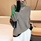 Sabrina Modern Herringbone Turtleneck Sweater