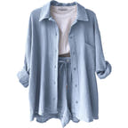 Alira Relaxed Short-Sleeve Button Two-Piece Set