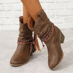 Lila Western Boot with Braided Detail and Cushioned Comfort