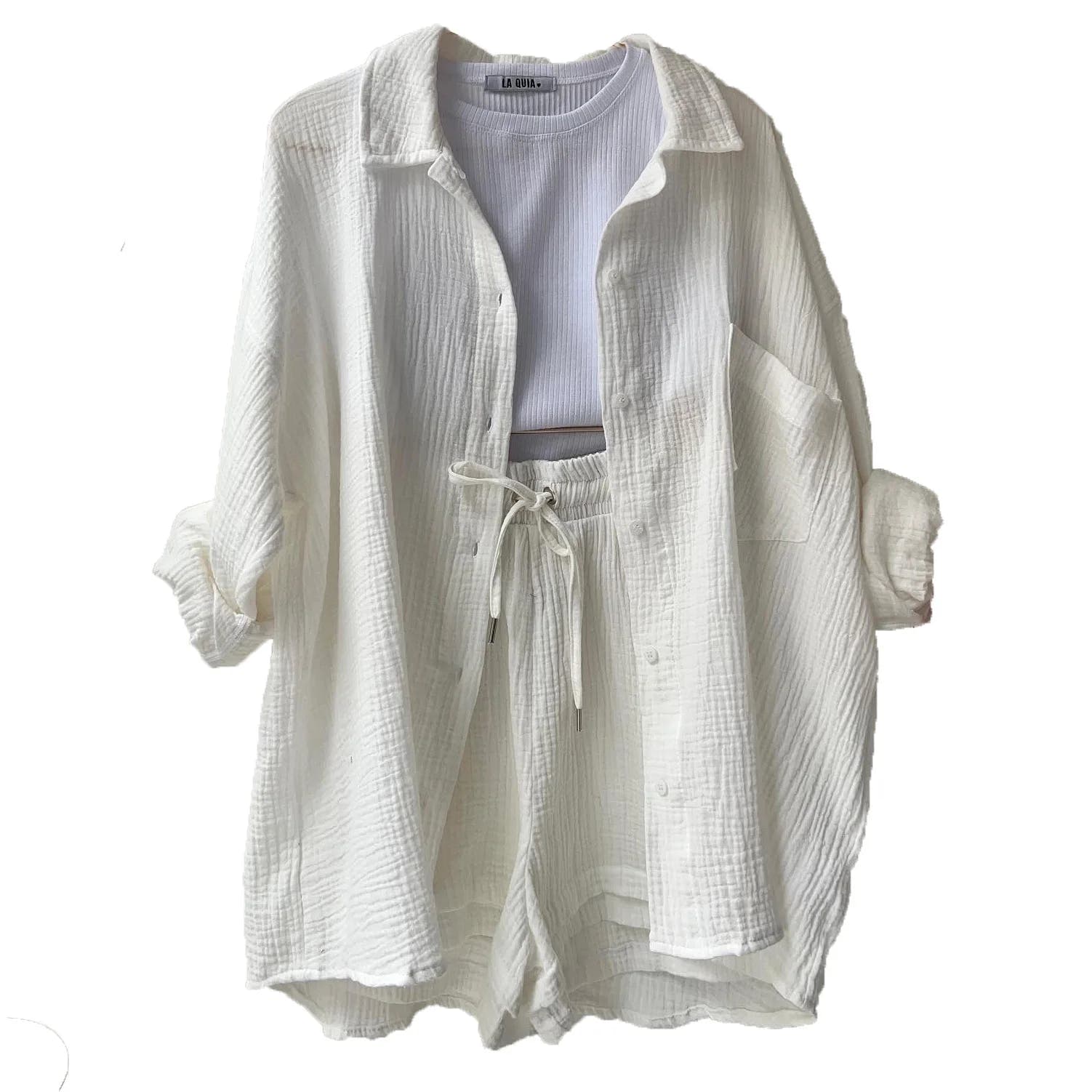 Alira Relaxed Short-Sleeve Button Two-Piece Set