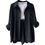 Alira Relaxed Short-Sleeve Button Two-Piece Set