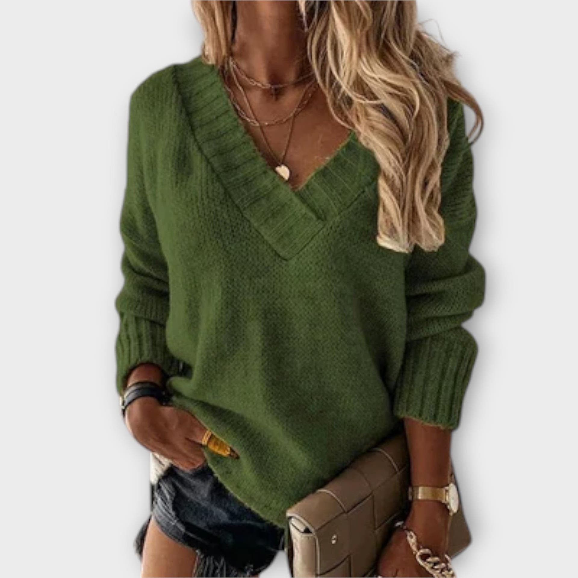 Hannah sweater with v-neck and cozy warmth