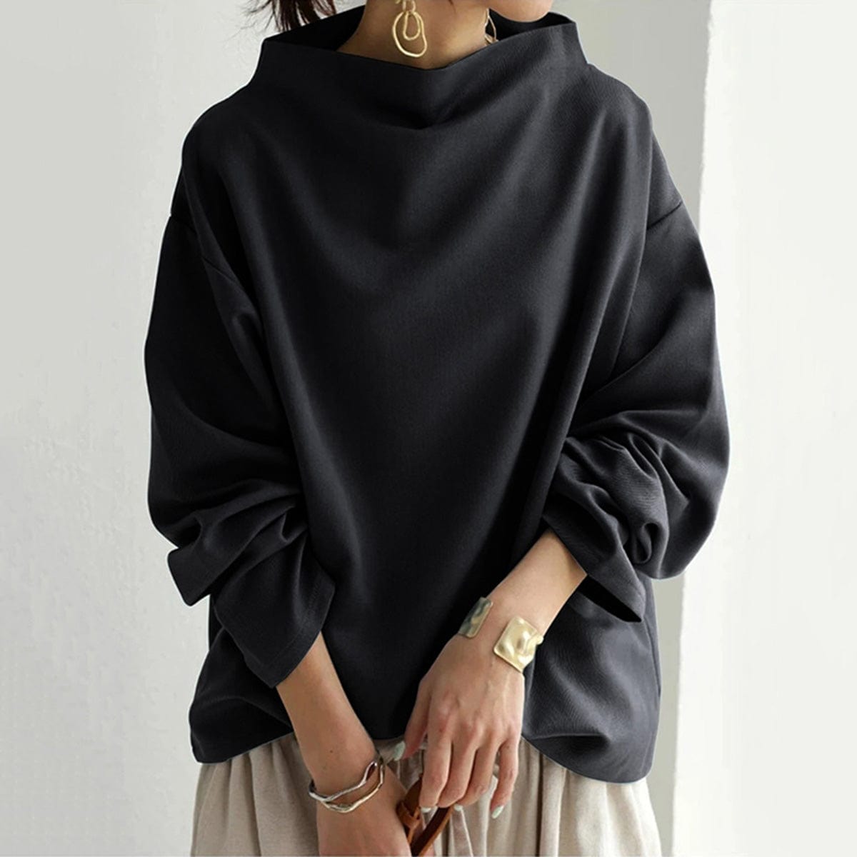 Alaya Loose-Fitting High-Neck Top