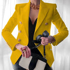 Winslet Sculpted Gold-Button Elegant Blazer