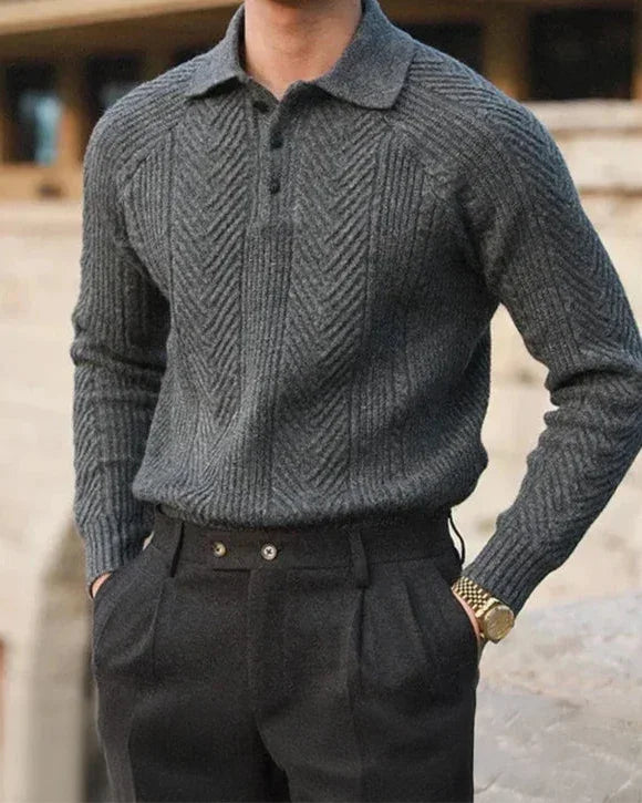 Laurent - Long Sleeve Knitted Polo