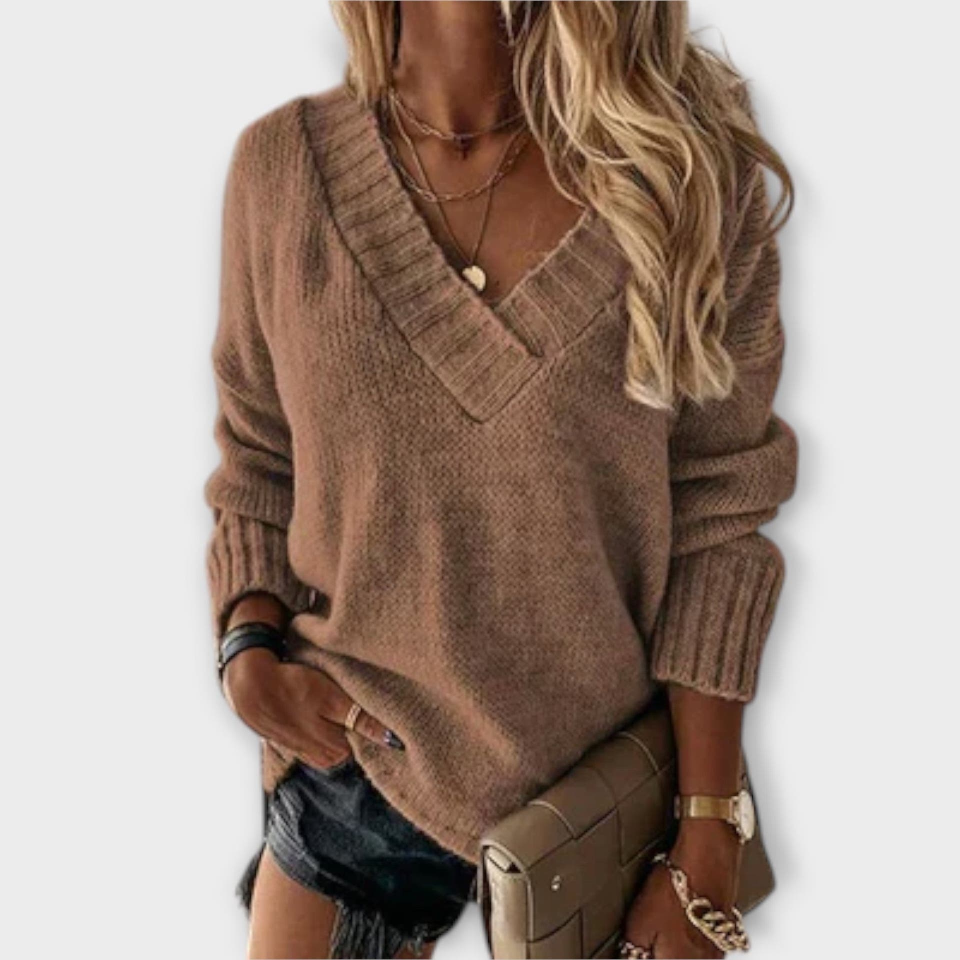 Hannah sweater with v-neck and cozy warmth