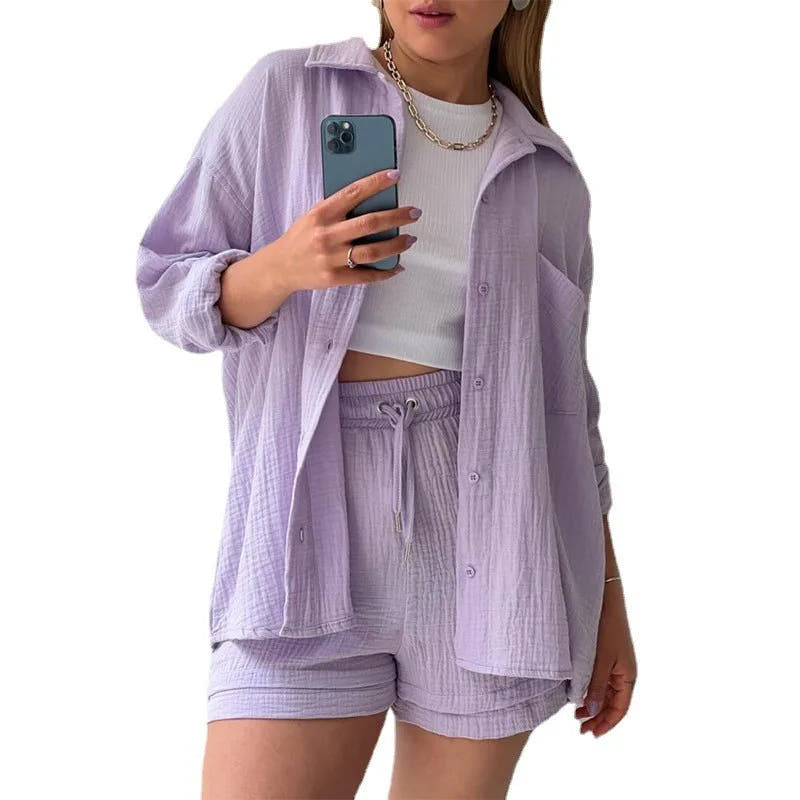 Alira Relaxed Short-Sleeve Button Two-Piece Set