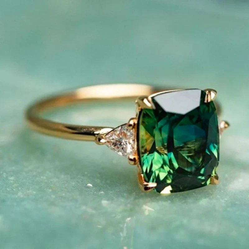 Aimee | Green Zirconia Gold Ring for Women for Luxurious Charm