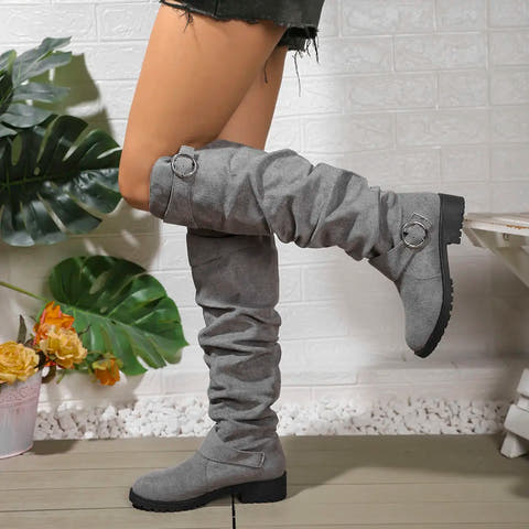 Alexis Knee High Boot with Slouchy Fit and Buckle Detail