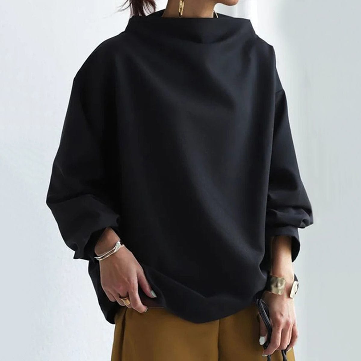 Alaya Loose-Fitting High-Neck Top