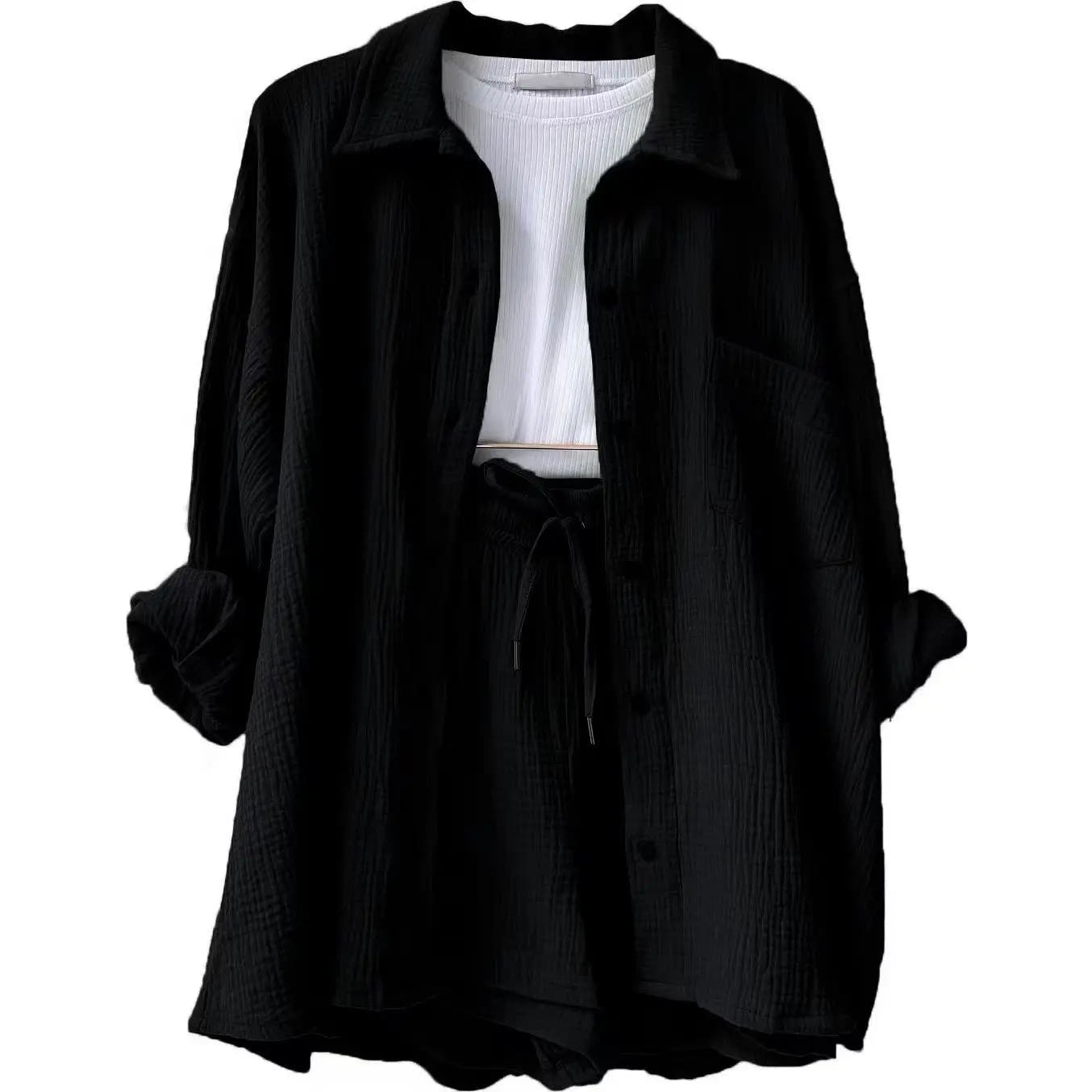 Alira Relaxed Short-Sleeve Button Two-Piece Set