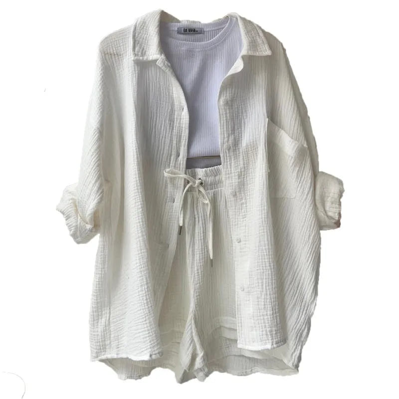 Alira Relaxed Short-Sleeve Button Two-Piece Set