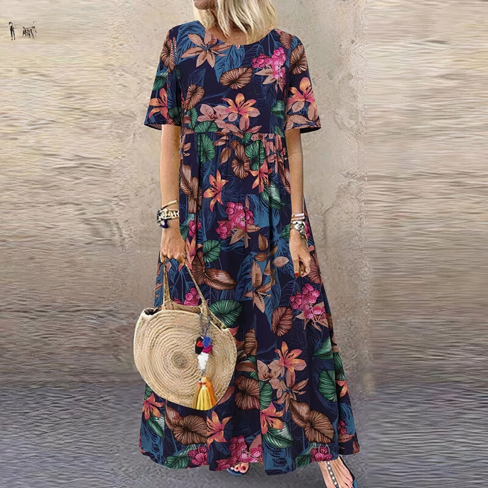 Women's Tropical Floral Maxi Dress for Timeless Style