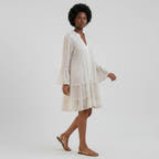 Women’s Boho Midi Dress with Floral Embroidery and Flowy Silhouette
