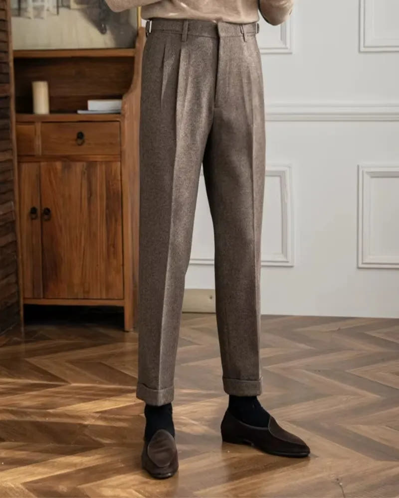 Carlo - High Waist Straight Leg Trousers