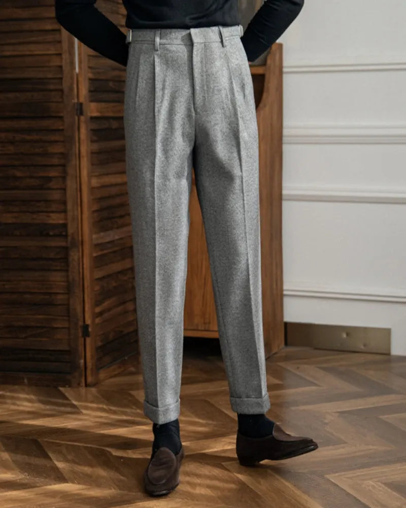 Carlo - High Waist Straight Leg Trousers